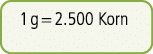 1 g = 2.500 Korn