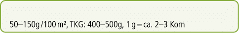 50–150g /100 m², TKG: 400–500g, 1 g = ca. 2–3 Korn