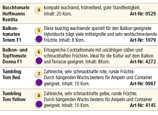 Buschtomate Hoffmanns Rentita,￼,kompakt wachsend, fr hreifend, gute Standfestigkeit. Inhalt: 20 Korn. Art Nr: 0529,Ba...