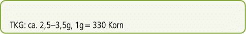 TKG: ca. 2,5–3,5g, 1g = 330 Korn