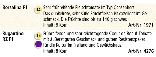 Borsalina F1,￼,Sehr fr hreifende Fleischtomate im Typ Ochsenherz. Das dunkelrote, sehr s e Fruchtfleisch ist exzelle...