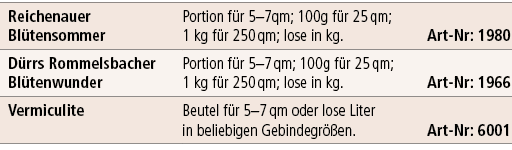 Reichenauer Bl tensommer ,Portion f r 5–7qm; 100g f r 25 qm; 1 kg f r 250 qm; lose in kg. Art Nr: 1980,D rrs Rommelsb...