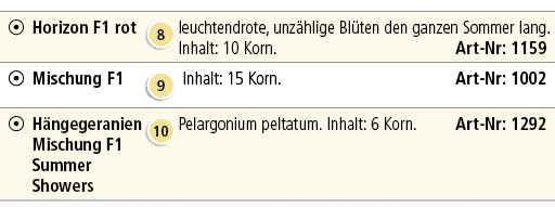 ￼,Horizon F1 rot,￼,leuchtendrote, unz hlige Bl ten den ganzen Sommer lang. Inhalt: 10 Korn. Art Nr: 1159,￼,Mischung F...