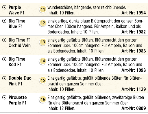 ￼,Purple Wave F1,￼,wundersch ne, h ngende, sehr reichbl hende. Inhalt: 10 Pillen. Art Nr: 1954,￼,Big Time Blue F1,￼,e...