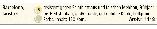 Barcelona, lausfrei,￼ ￼,resistent gegen Salatblattlaus und falschen Mehltau, Fr hjahr bis Herbstanbau, gro e runde, g...