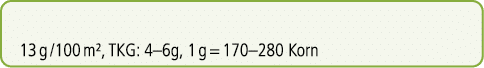 13 g /100 m², TKG: 4–6g, 1 g = 170–280 Korn