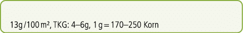13g /100 m², TKG: 4–6g, 1 g = 170–250 Korn