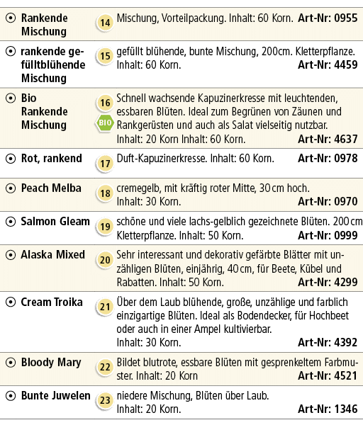 ￼,Rankende Mischung,￼,Mischung, Vorteilpackung. Inhalt: 60 Korn. Art Nr: 0955,￼,rankende gef lltbl hende Mischung,￼,g...