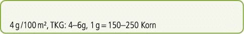 4 g /100 m², TKG: 4–6g, 1 g = 150–250 Korn