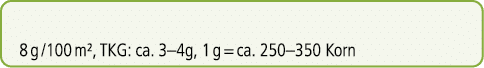 8 g /100 m², TKG: ca. 3–4g, 1 g = ca. 250–350 Korn
