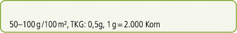 50–100 g /100 m², TKG: 0,5g, 1 g = 2.000 Korn