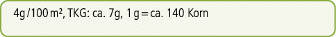 4g /100 m², TKG: ca. 7g, 1 g = ca. 140 Korn