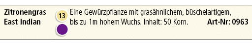 Zitronengras East Indian,￼ ￼,Eine Gew rzpflanze mit gras hnlichem, b schel­artigem, bis zu 1m hohem Wuchs. Inhalt: 50...
