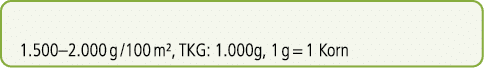 1.500–2.000 g /100 m², TKG: 1.000g, 1 g = 1 Korn