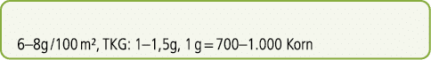 6–8g /100 m², TKG: 1–1,5g, 1 g = 700–1.000 Korn