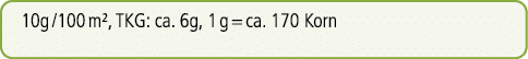 10g /100 m², TKG: ca. 6g, 1 g = ca. 170 Korn