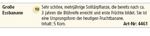 Gro e Essbanane,￼,Sehr sch ne, mehrj hrige Solit rpflanze, die bereits nach ca. 3 jahren die Bl hreife erreicht und e...